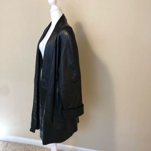 Preswick & Moore Leather Black Trench Coat L